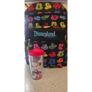 EUC Full Sized Disneyland Mickey Backpack and Mickey Tervis Cup
